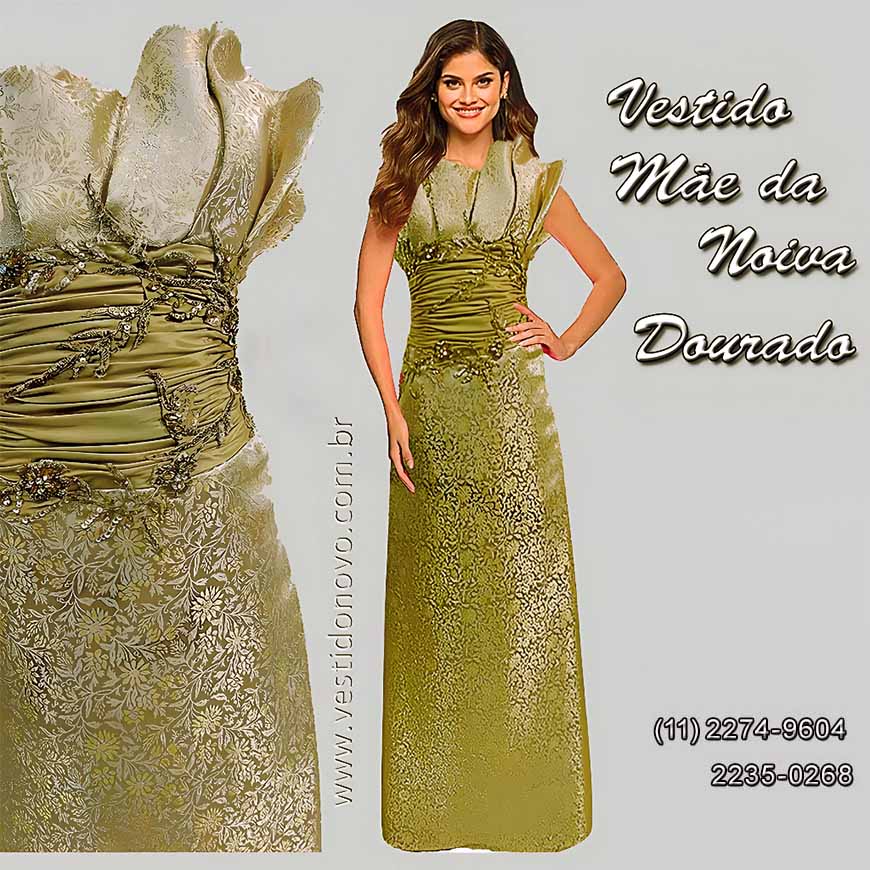 Vestido dourado para m�e da noiva, m�e do noivo, em S�o Paulo sp
