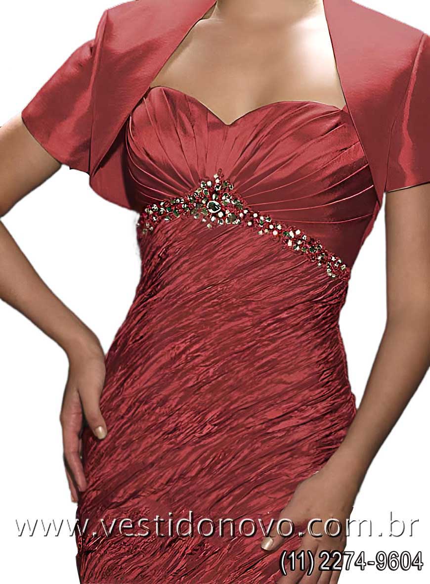vestido mae da noiva, sereia, em tafeta marsala com manga e bolero, So Paulo sp