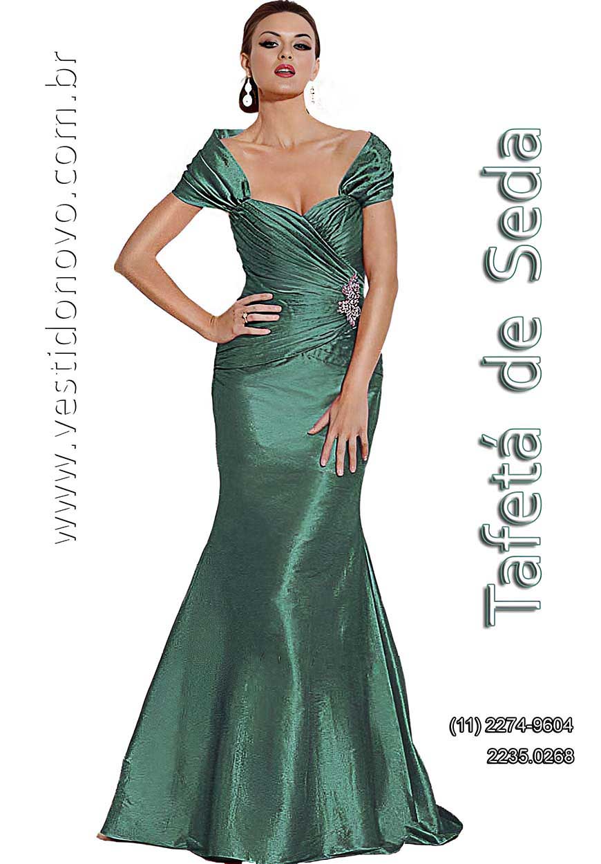 Vestido de festa plus size, mae da noiva, azul esverdeado, em tafet de seda  importado