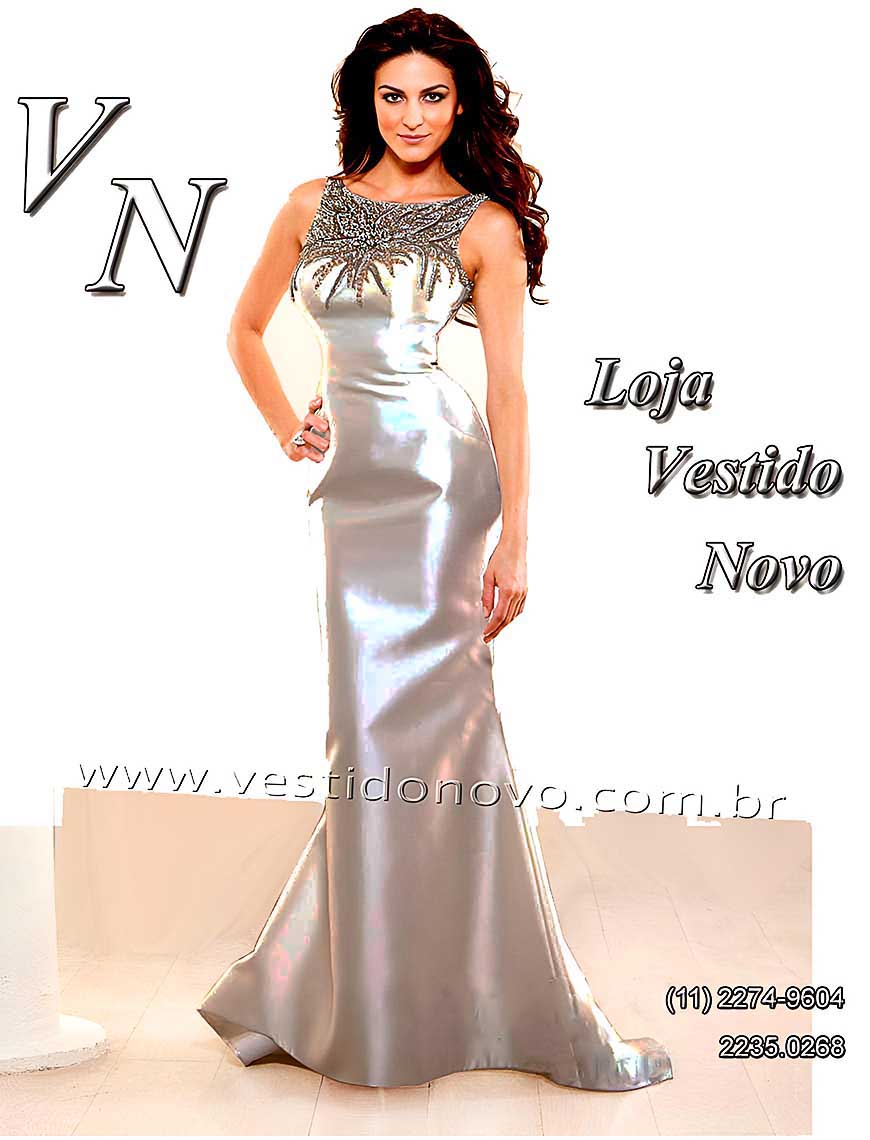 vestido prateado, me da noiva, em zibeline importado em So Paulo