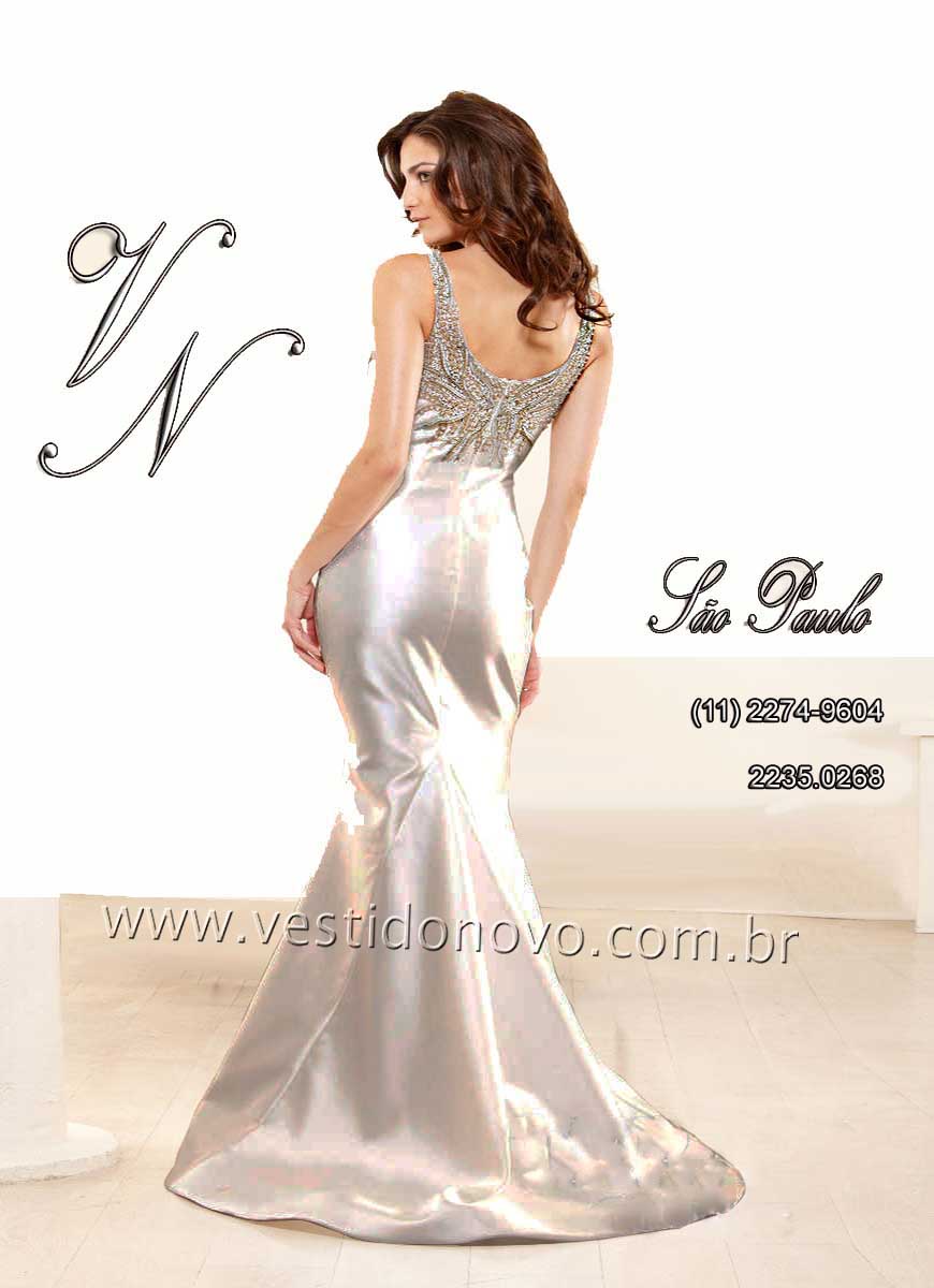 vestido prateado, me da noiva, em zibeline importado em So Paulo