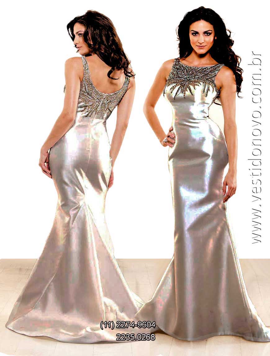 vestido prateado, me da noiva, em zibeline importado em So Paulo