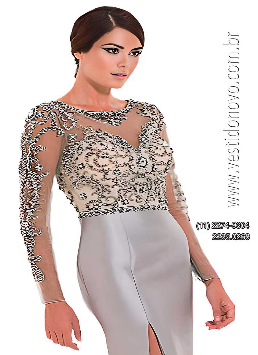 Vestido de festa prata, Plus size, me da noiva com manga longa em So Paulo