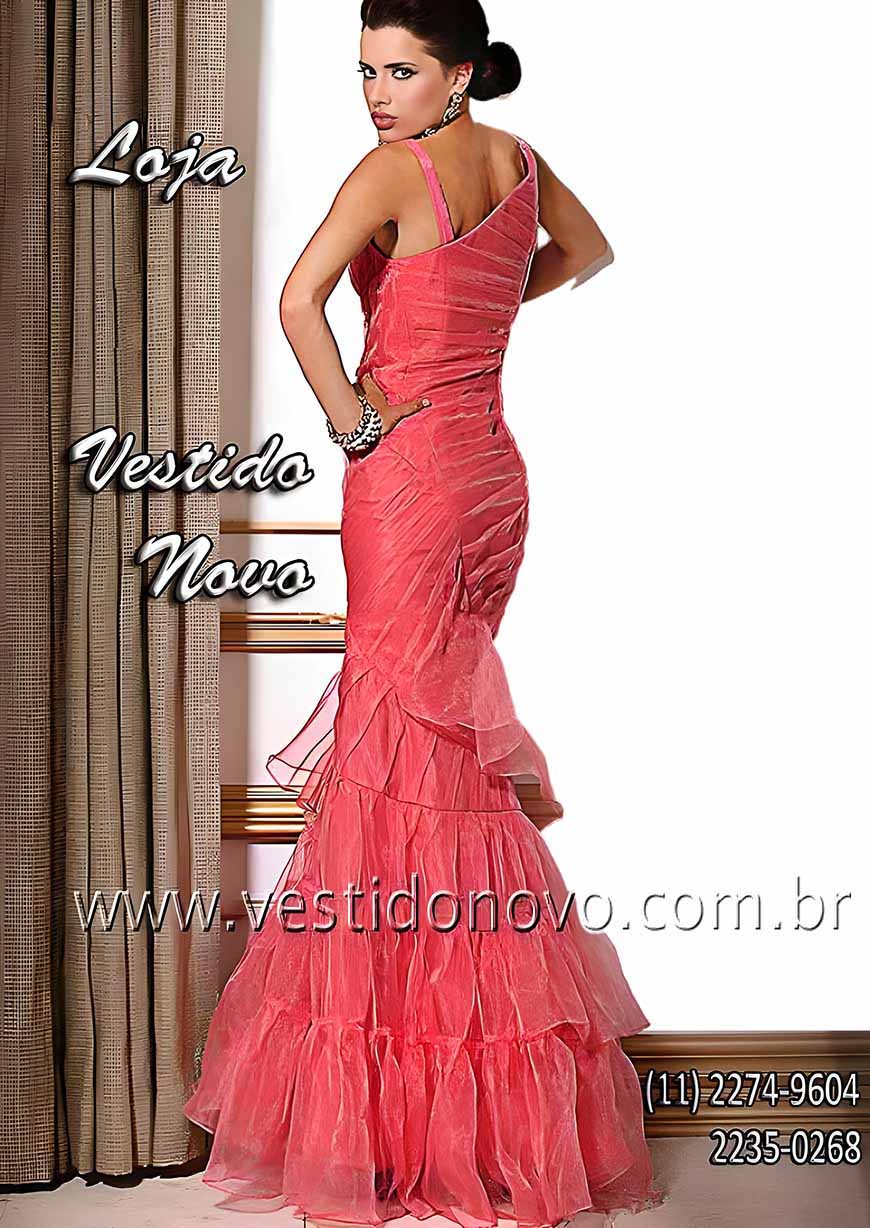 Vestido de festa sereia, me da noiva, na cor coral, So Paulo, sp